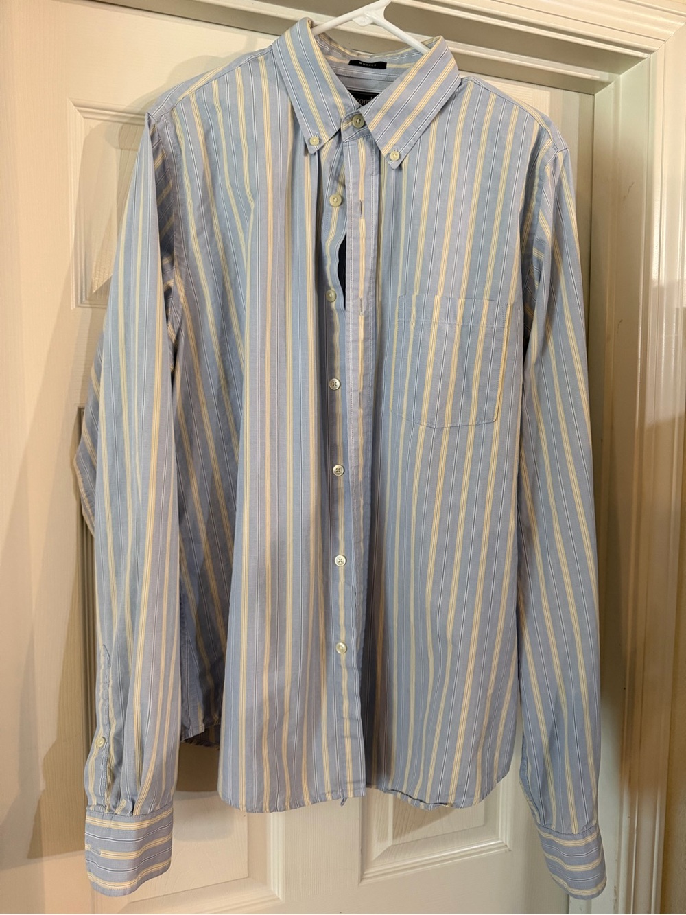 Abercrombie & Fitch Blue, White & Yellow Striped Button-Down Shirt
